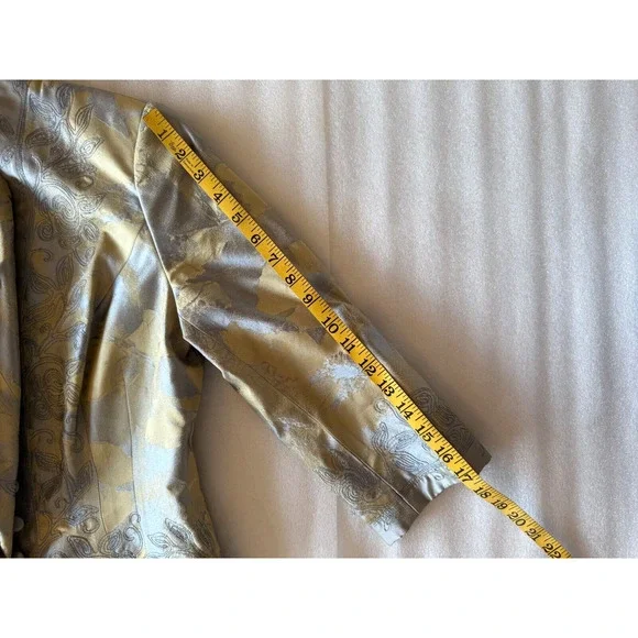 Carmen Marc Valvo Skirt Suit Sz 8 Blazer Set Jacket Silk Womens Dusty Blue Green - Picture 12 of 15